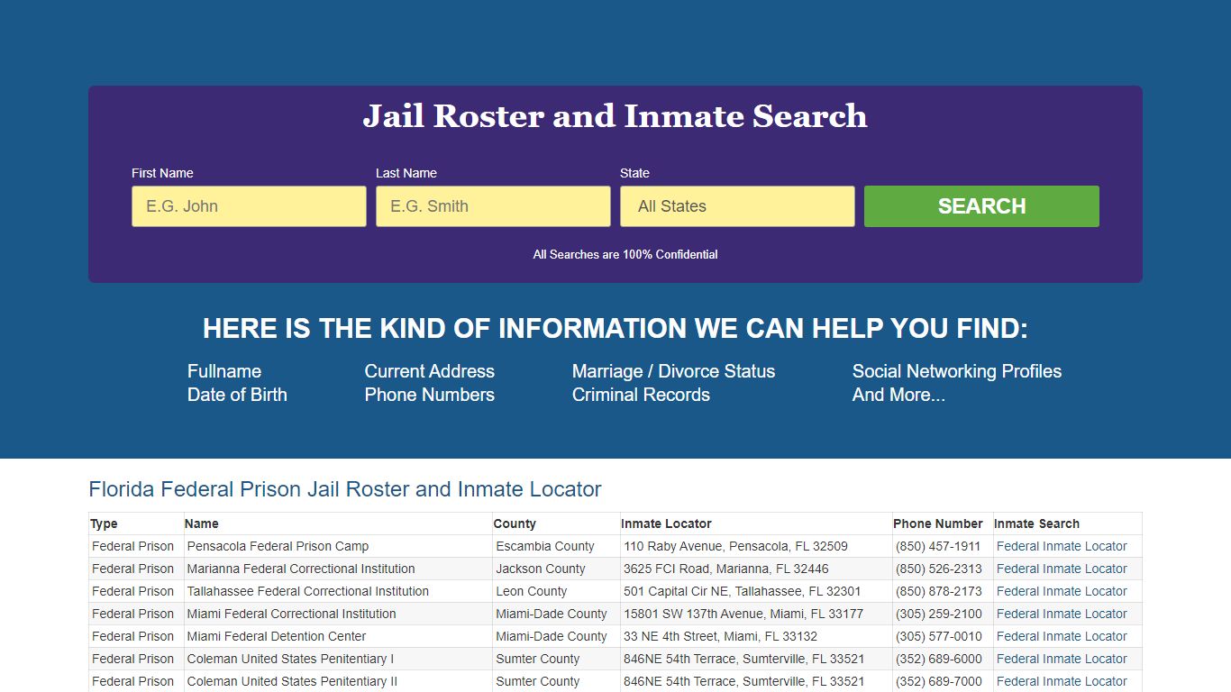 Jail Roster and Inmate Locator in Florida Search Online